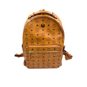 Stark Visetos Cognac Medium Backpack Gold Hardware Brown
